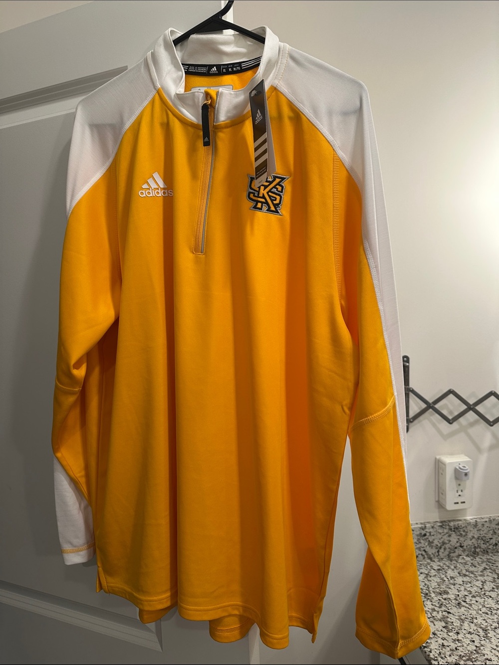 adidas Gold and White Quarter-Zip Team Pullover